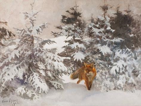 Fox in winter landscape by Bruno Liljefors, 1921