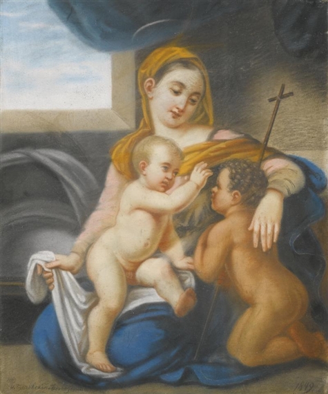 MADONNA AND CHILD by Ivan Vasilievich Bugaevsky-Blagodarny, 1849