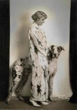 Hilde Wagener-Tressler, in white and black pyjamas with her tiger dane - Ernst Förster