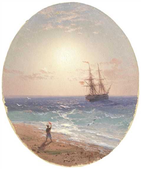 Sunset on the shore by Ivan Aivazovsky, 1867