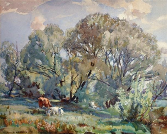 Heysen Hans | Cattle Grazing by the Willows on the Banks of the ...