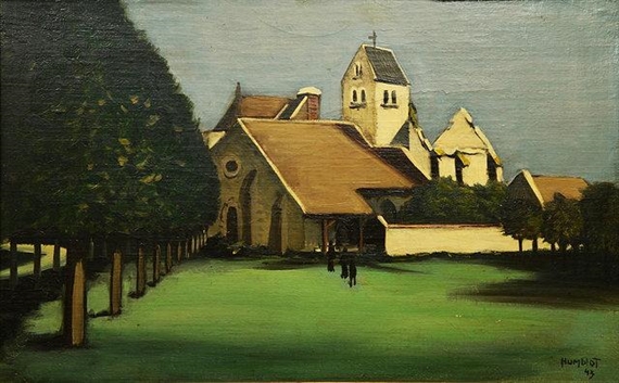 A Village Church by Robert Humblot, 1943