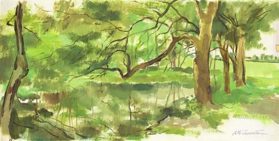 WEIHER MIT BÄUMEN by Lotte Laserstein, 1938