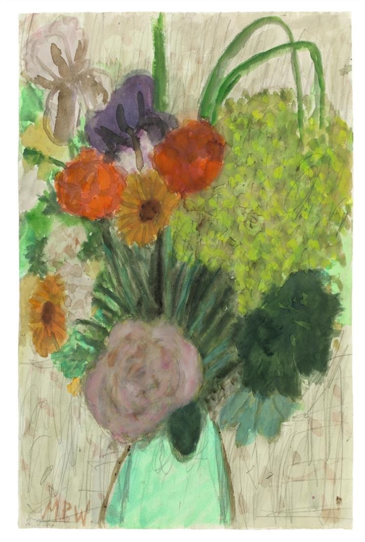 Artwork by Max Peiffer Watenphul, BLUMENSTRAUSS, Made of Watercolour and pencil on laid paper