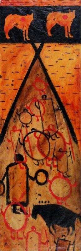 Artwork by Joane Cardinal-Schubert, COUGAR DREAM, Made of mixed media on paper