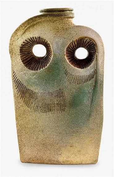 A large stoneware slab form garden pot by Roy Cowan