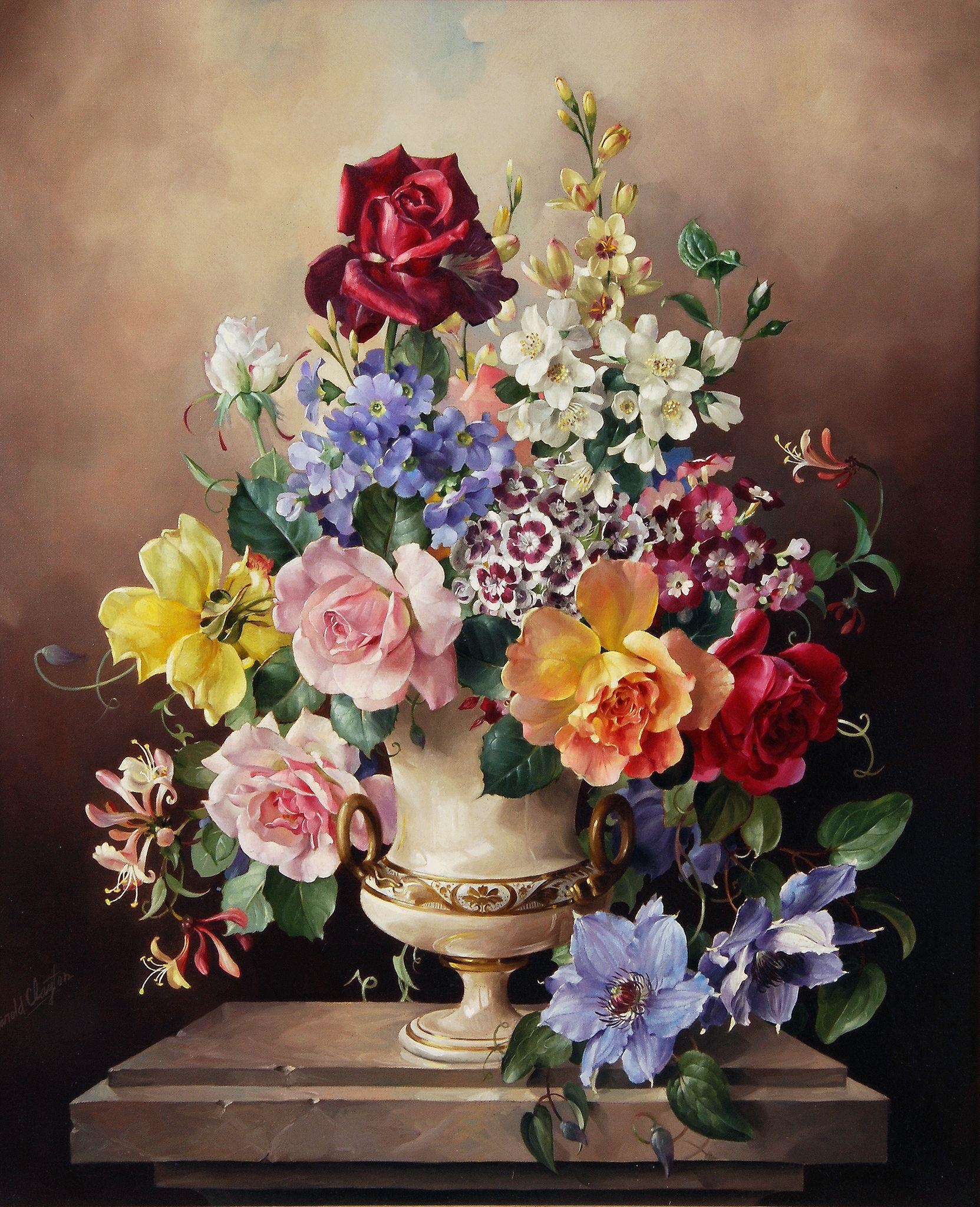 Harold Clayton | Still life of summer flowers | MutualArt