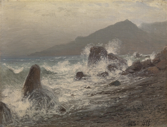 Waves Breaking Over Rocks by Lev Felixovich Lagorio, 1888