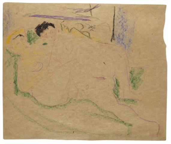 Zwei liegende Akte by Ernst Ludwig Kirchner, 1909