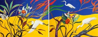 EGRETS AMONG THE RED GUMS (DIPTYCH) - William Boissevain