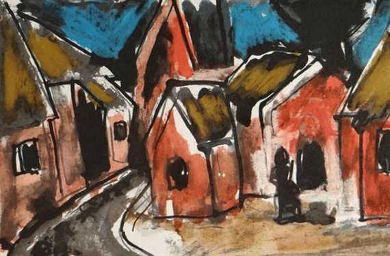 village scene by Josef Herman