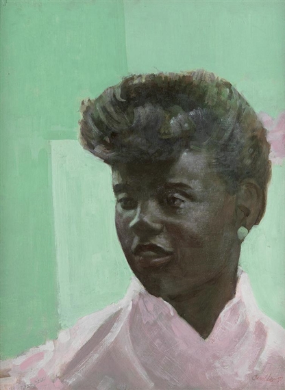 Untitled (Head of a Young Woman) by Ernest Crichlow, 1990