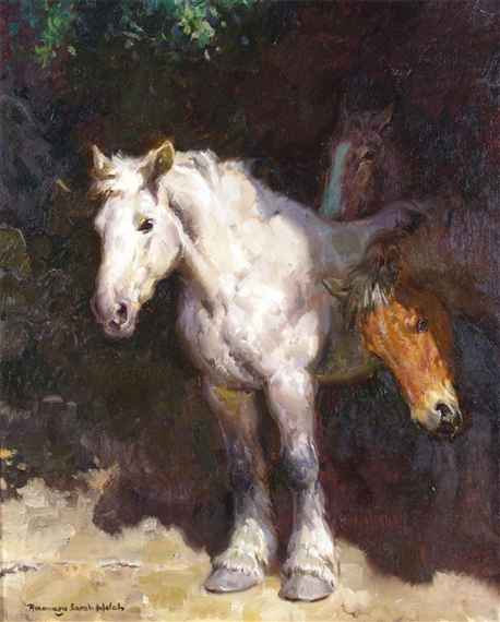 Work Horses in the Shade