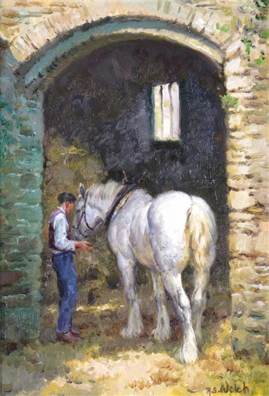 A Horse and Groom by Rosemary Sarah Welch