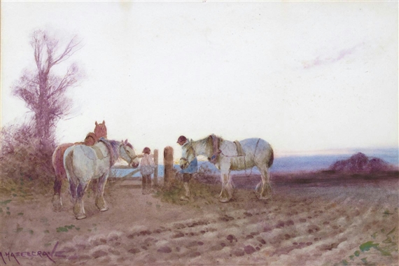 Horses and Figures at a Gate by Adelaide L. Haslegrave