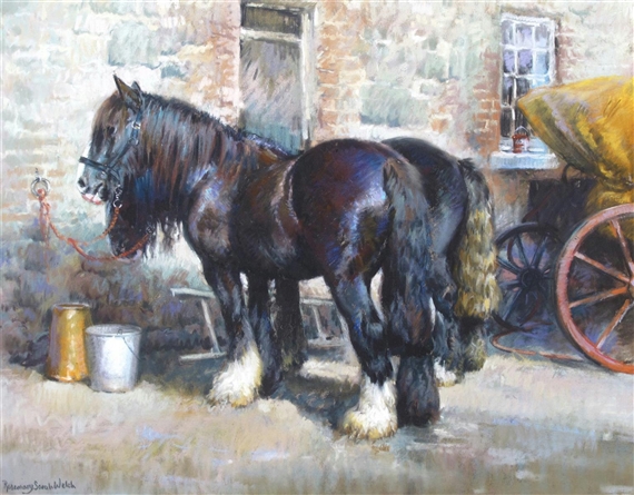 Shire Horses in the Stable Yard