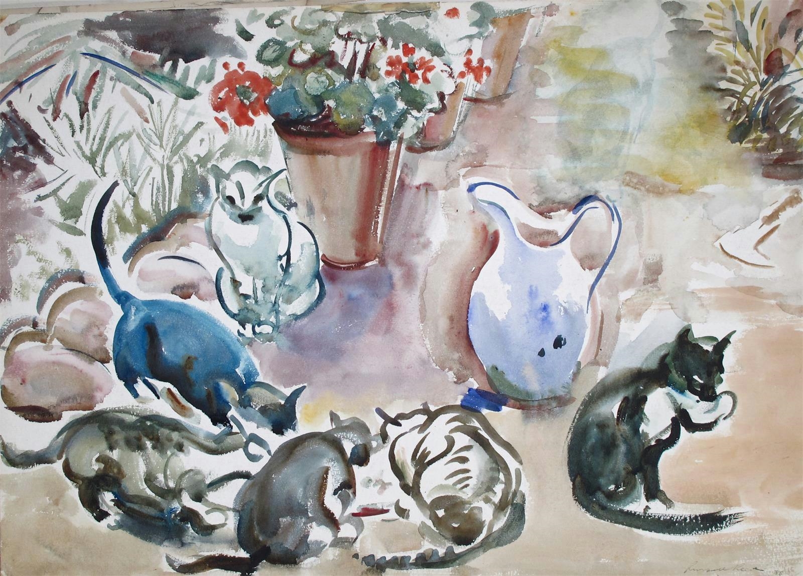 Russell Reeve | 2 Works: Studies of Cats | MutualArt