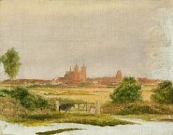 Roskilde Cathedral seen from the northwest by Jørgen Roed, 1834