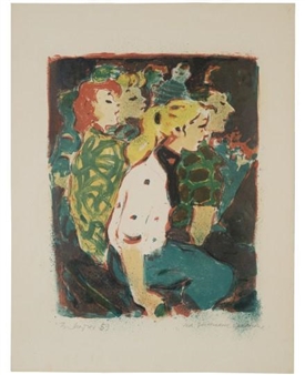 3 works; Three prints of Women Socializing - Vera Feodorovna Matiukh