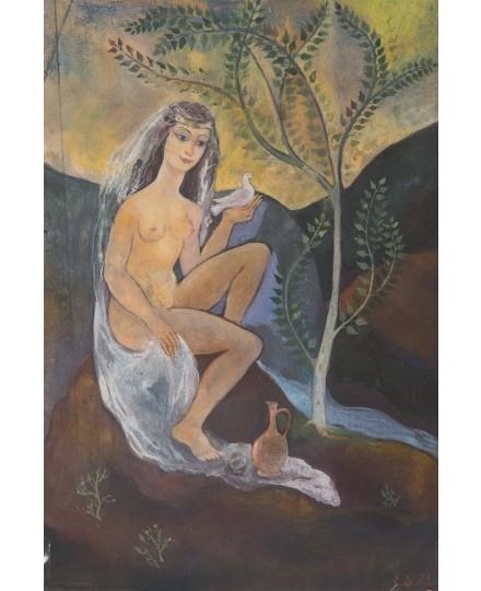 A Flute Player by Lado Davidovich Gudiashvili , 1940