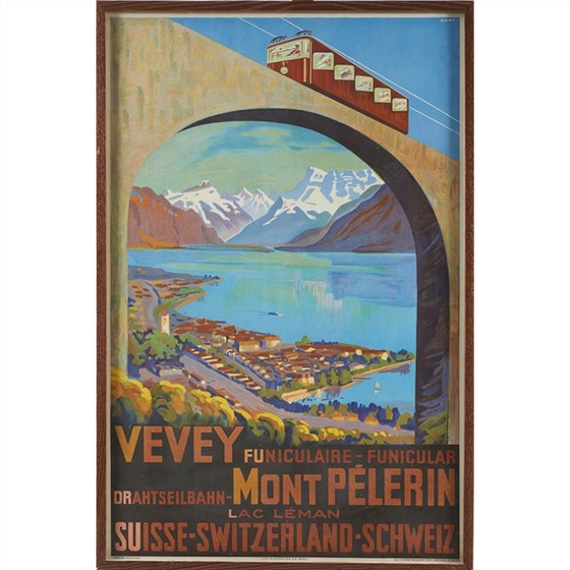 A 10741 Funiculaire Vevey Mont Pelerin Poster By Edmond Henri Grin About 1935 main image 0