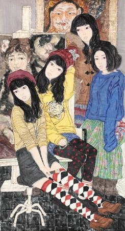 Artwork by Xu Ying, YOUNG GIRLS, Made of ink and color on paper