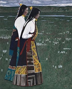 Girls in Minority Nationality Costume - Zheng Bo