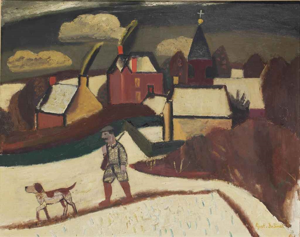 A hunter in the snow by Gustave de Smet, 1929