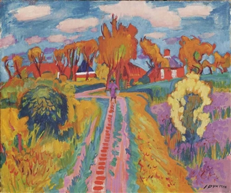 Farms in a Groningen landscape (recto); a portrait of a young lady (verso) - Johan Dijkstra