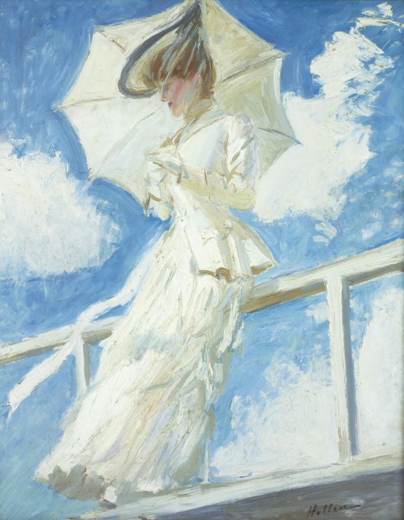 Artwork by César Baldaccini, PORTRAIT OF MRS HELLEU WITH AN UMBRELLA, Made of Oil on canvas
