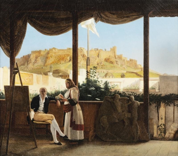 THE CONSUL LOUIS FAUVEL PAINTING, THE ACROPOLIS AT THE BACKGROUND by Louis Dupré