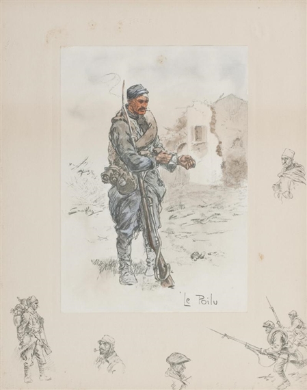 2 works; Le Poilu and Le 75 by Charles Johnson Payne, Circa 1915
