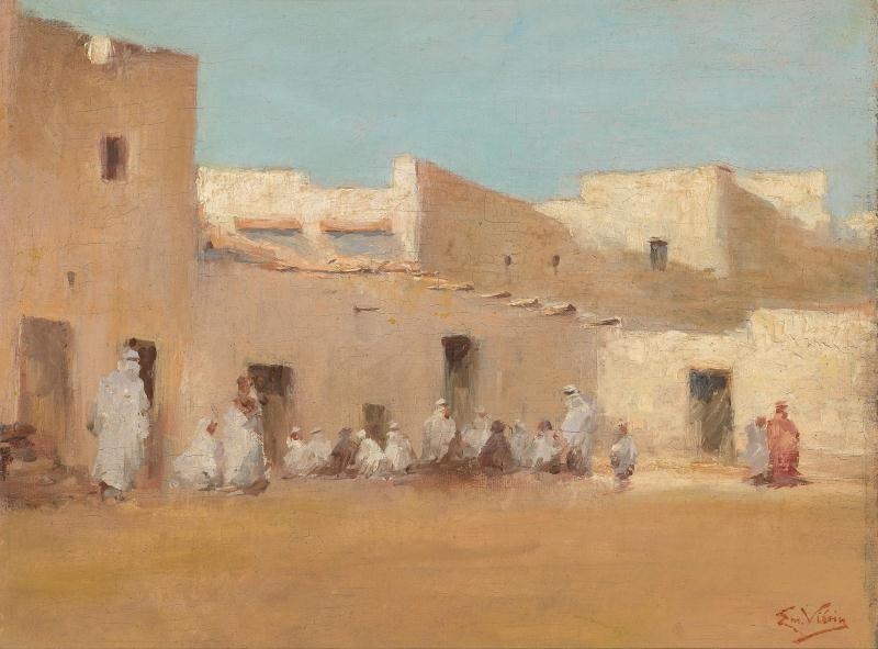 Artwork by Emmanuel Vierin, Straßenszene in Marokko, Made of oil on canvas