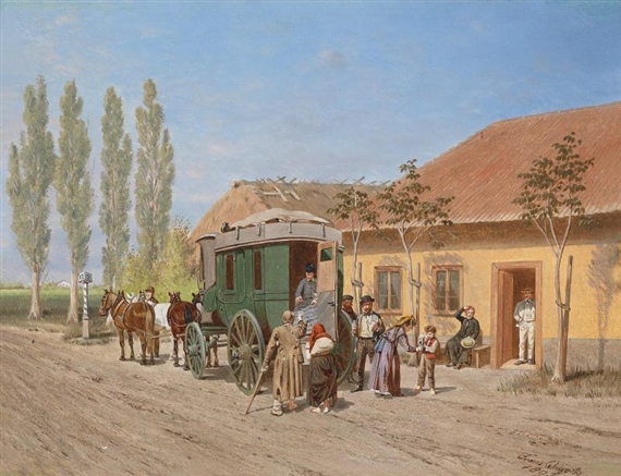 Arrival of the Post Coach by Franz Quaglio, 1893