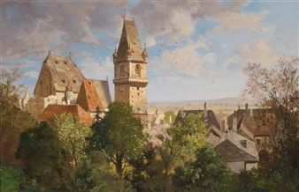 Blick auf die Kirche von Perchtoldsdorf - Max Eugen Roth