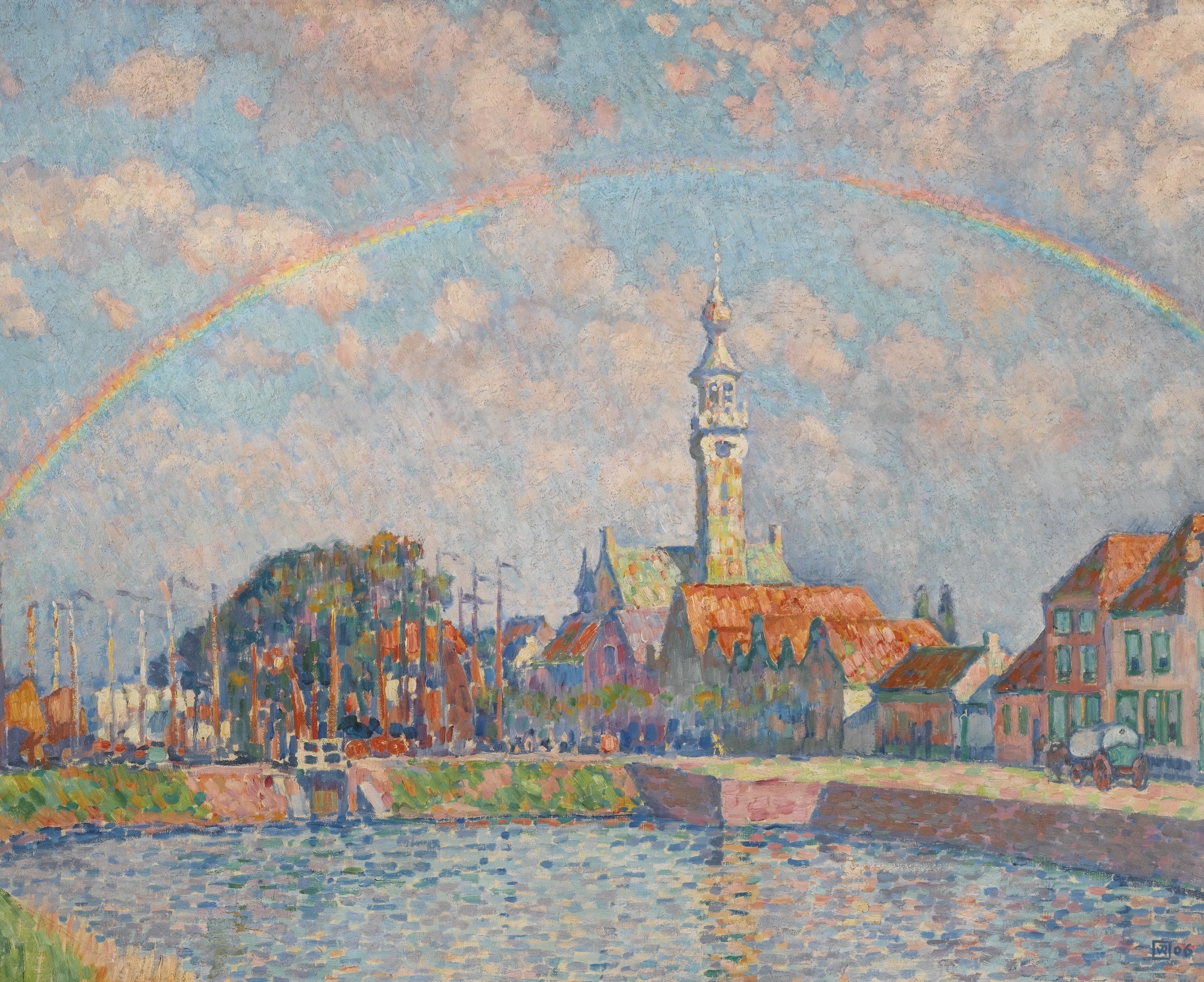 Artwork by Théo van Rysselberghe, L'ARC-EN-CIEL À VEERE, Made of oil on canvas