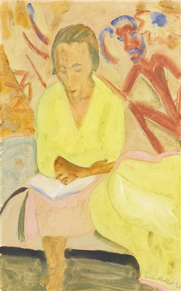 LESENDE (READING WOMAN) by Erich Heckel, 1921