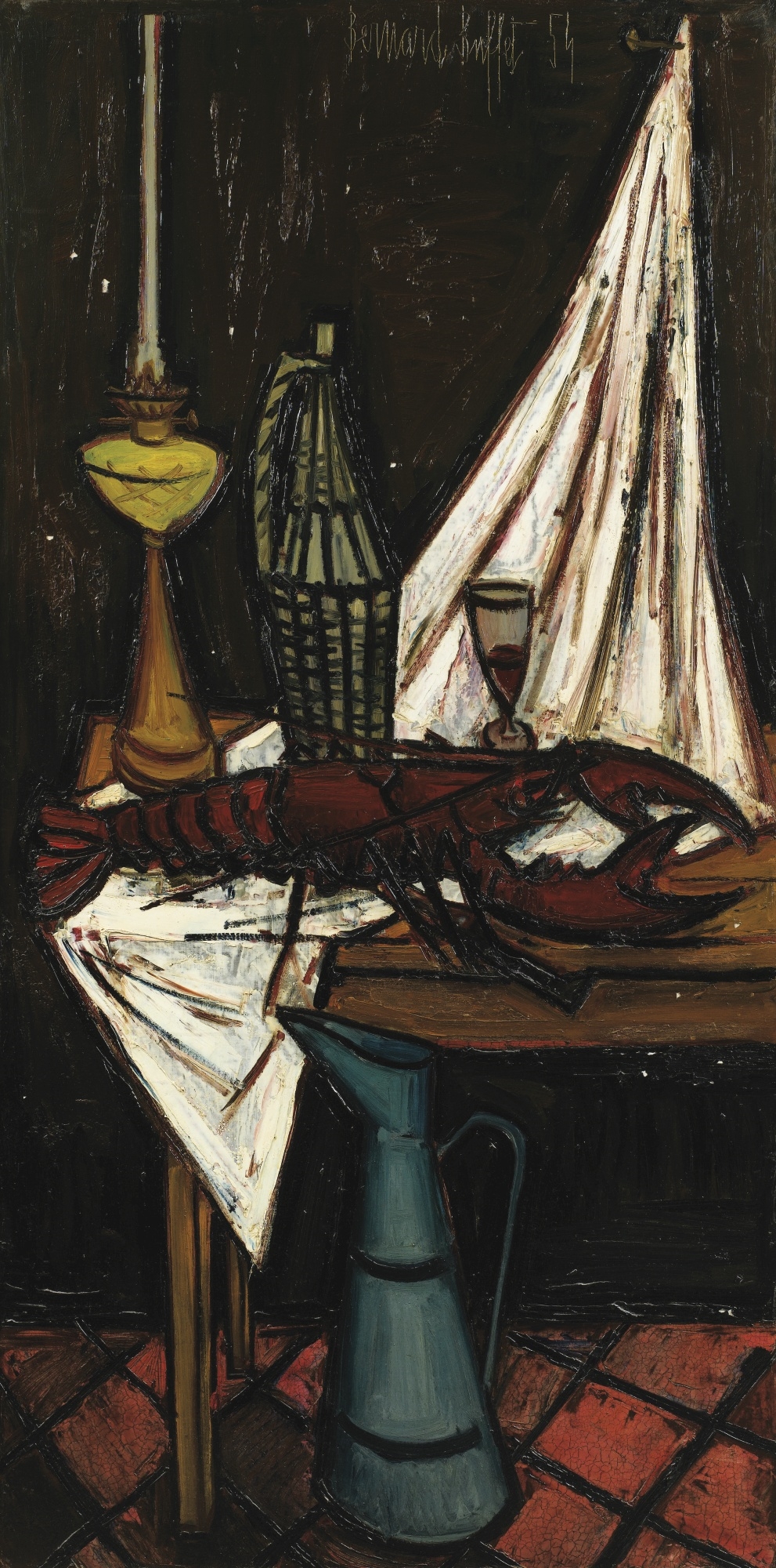 ベルナール・ビュッフェ,Nature morte au verre de vin - ベルナール