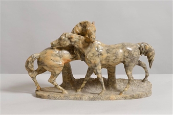 Two Horses on Rockery Mound - P. Milne