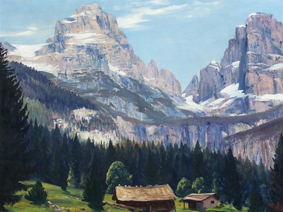 Mountain Scene in Aussee by Anton Filkuka, circa 1930