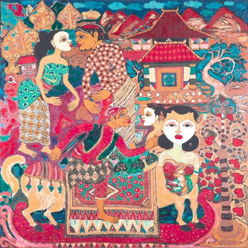 Artwork by Sukamto Dwi Susanto, Semar Dan Kawan-Kawan (Semar and Friends), Made of Oil on canvas