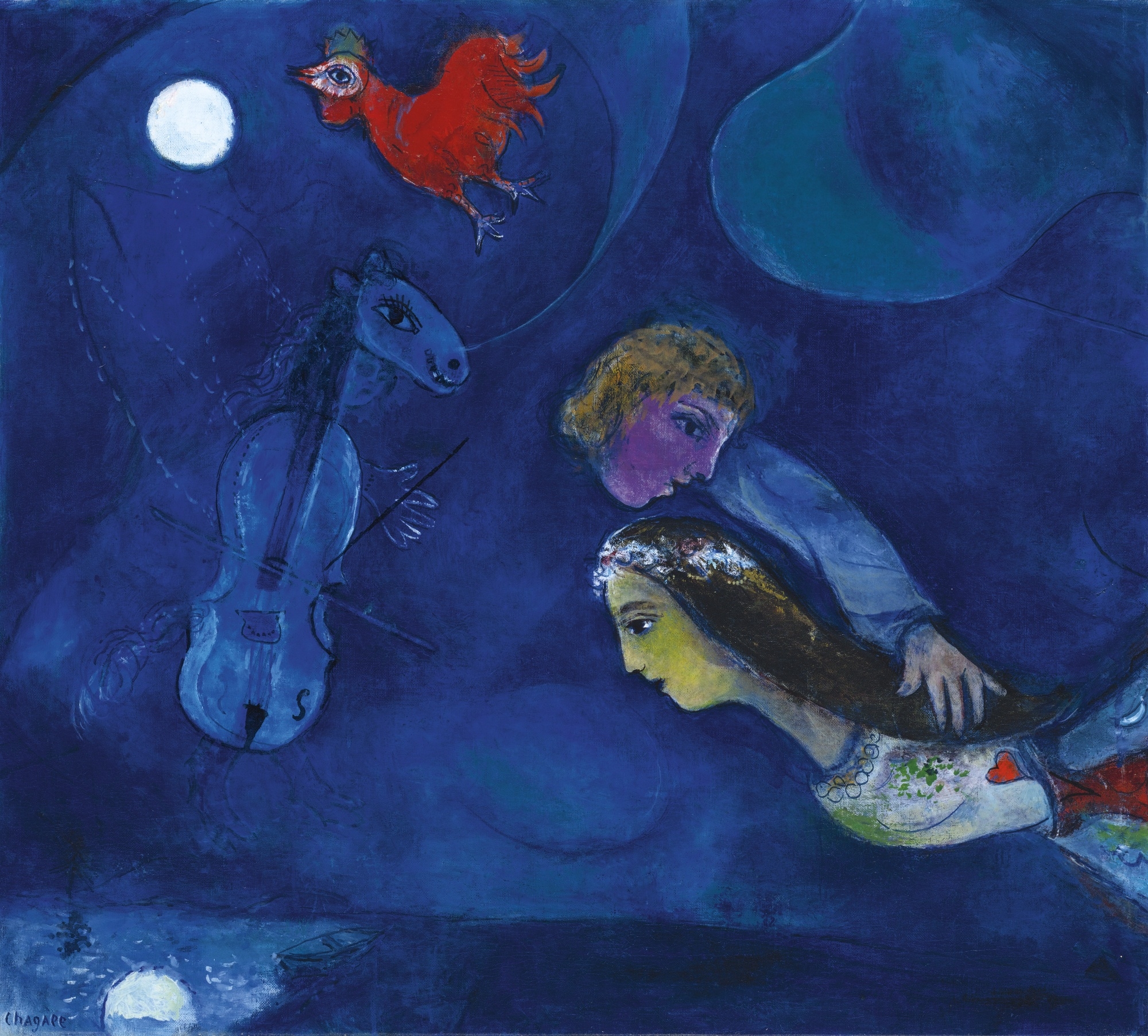 COQ ROUGE DANS LA NUIT by Marc Chagall, 1944