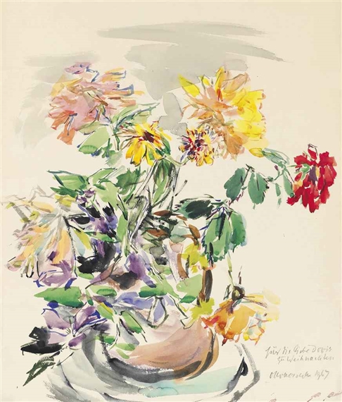 Clematis und Rosen by Oskar Kokoschka, 1967