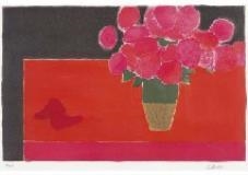 Hortensias Et Poivrons A La Table Rouge by Bernard Cathelin, 1989