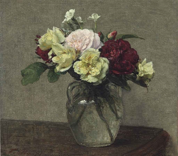 Bouquet de roses variées et œillets by Henri Fantin-Latour, 1878