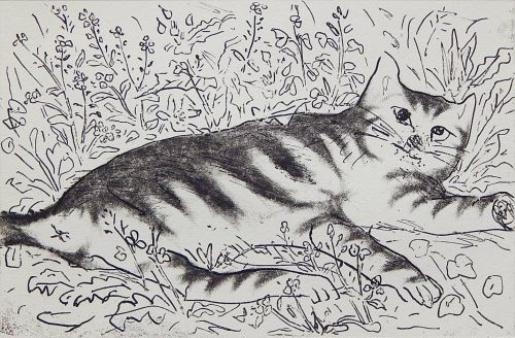 Tabby in The Garden by Mayumi Oda