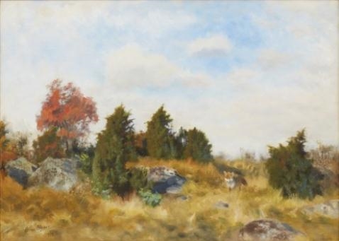 Höstbacke med räv by Bruno Liljefors, 1919