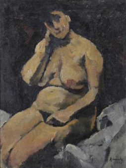 Seated Nude - Henri Ramah