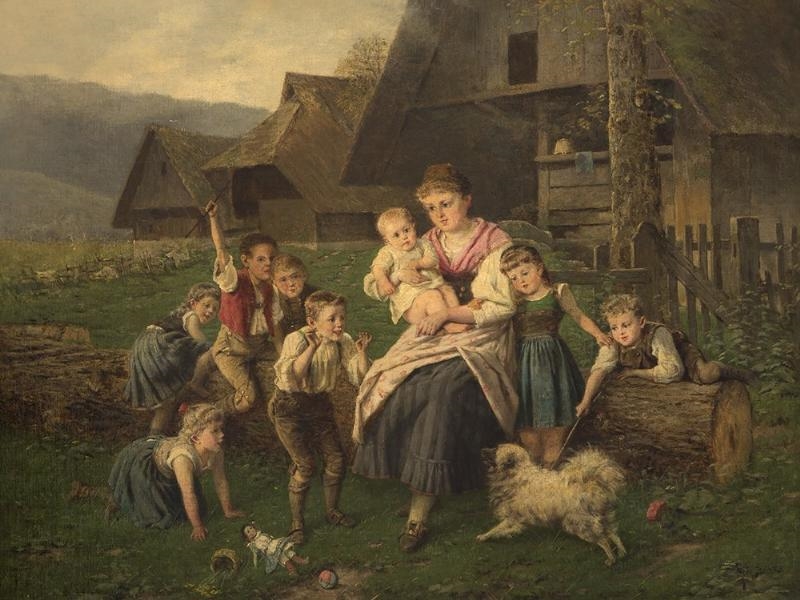 Family Portait with Dog by Fritz Beinke, 1900