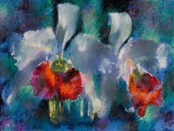 Orchids on a blue ground by Augusto Giacometti, 1930
